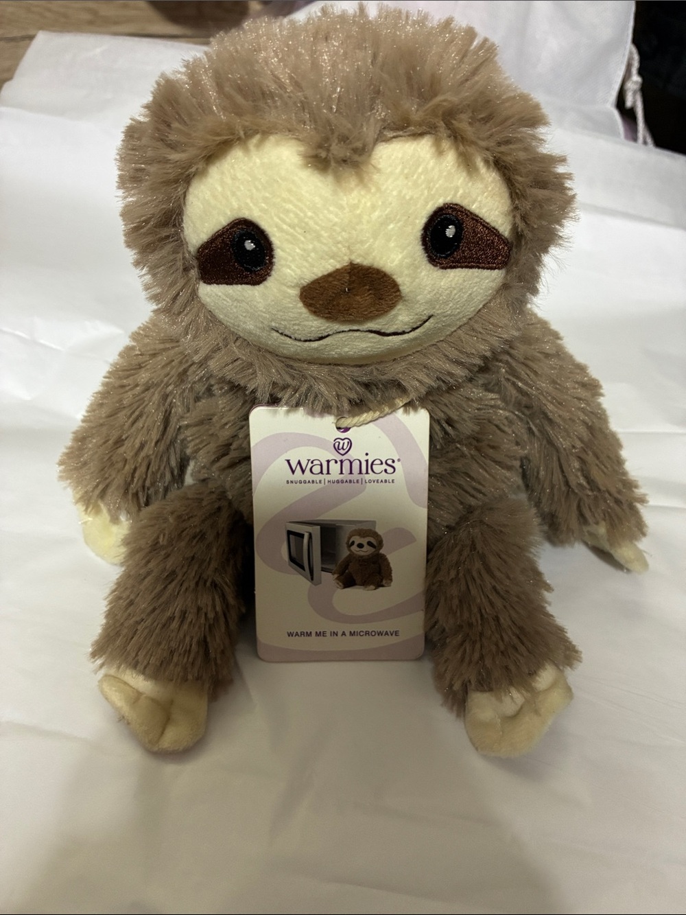 Warm Plush Sloth Heat Pack in Brown and Cream